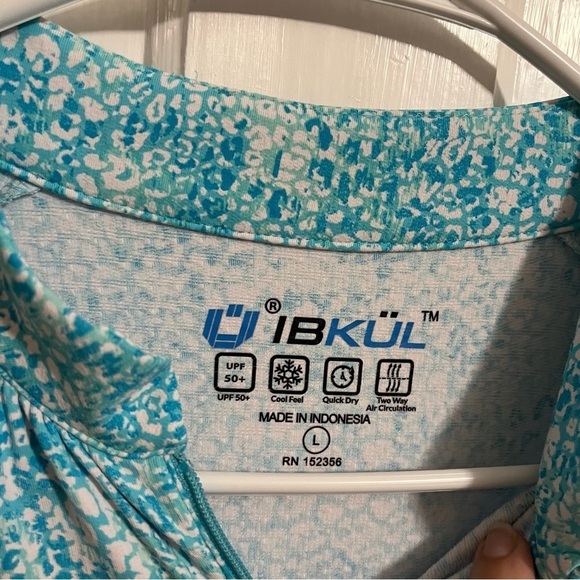 Ibkul Abstract Skin Turquoise Drawstring Golf Dress Large UPF 50 Quick Dry S2 - Picture 3 of 7